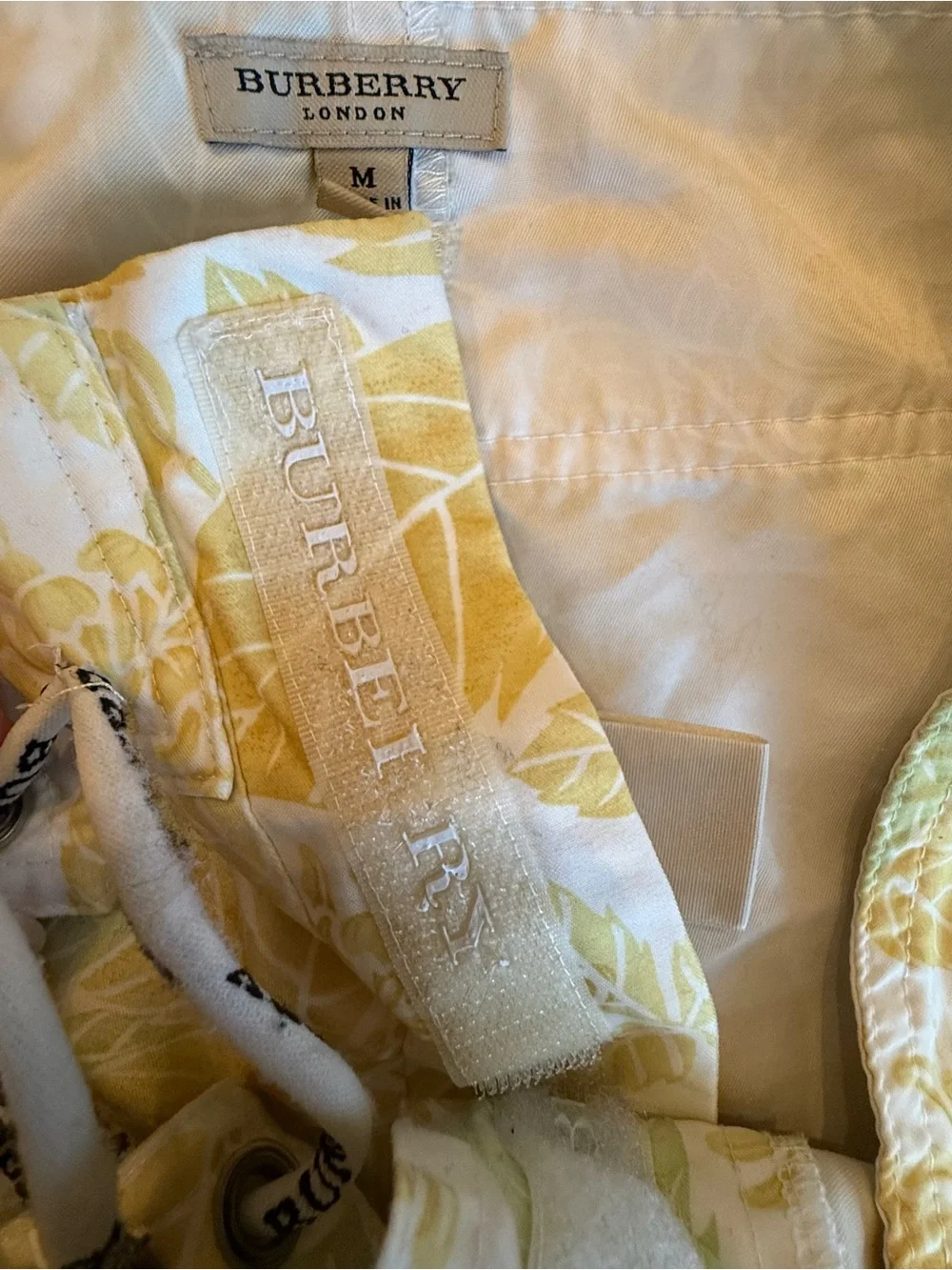 Burberry Designer Men’s Yellow Tropical Leaves Swim Shorts Beach Trunks M